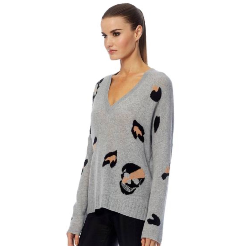 Skull Cashmere Heidi 360 Sweater - Steel/Maple Sugar/Black, Size Small